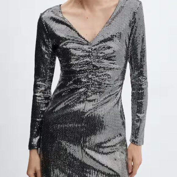 NWT Mango Pursed Sequined Dress - Size 4 - Picture 5 of 11